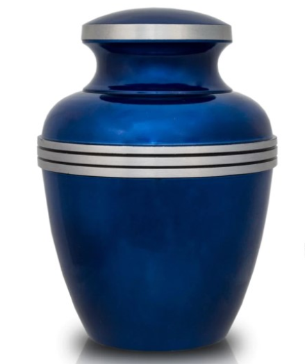 Deep Blue Metal Urn