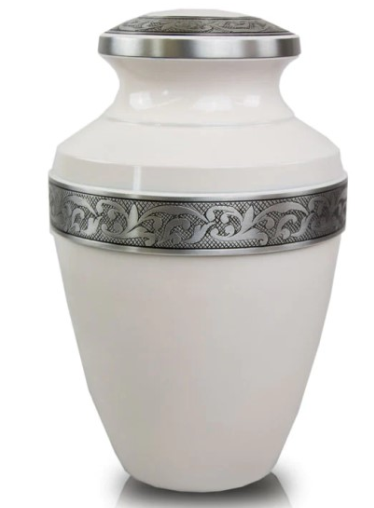 White and Silver Metal Urn